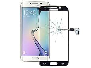 Fone-Stuff Samsung Galaxy S6 Edge Curved Real Glass Crystal Screen Protector Foil Full 3D (Black)