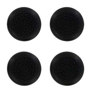 4 x Assecure black TPU protective analogue thumb grip stick caps for Sony PS4 controllers (Black)