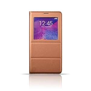 Eallc Samsung Galaxy Note 4 case--New arrival Premium Ultra Flip S View Leather Case Cover (Gold)