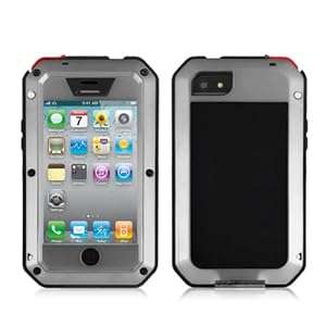 Alienwork Case for iPhone 4;iPhone 4S Shock Proof Case splash proof Metal silver AP434-03