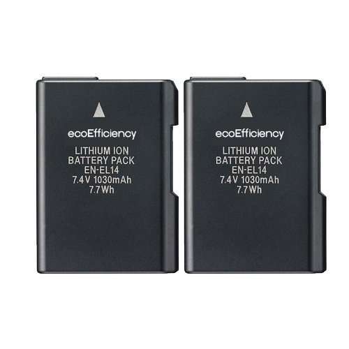 2 Replacement Nikon EN-EL14 EN-EL14A Battery for Nikon D3100, D3200, D3300, D5100, D5200, D5300, D55