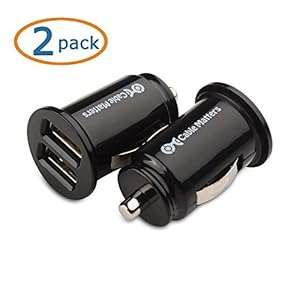 Cable Matters (2-Pack) 10W 2A Mini Dual-USB Car Charger in Black