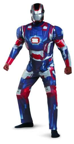 Disguise Marvel Iron Man 3 Iron Patriot Deluxe Mens Adult Costume, Blue/Red, X-Large/42-46