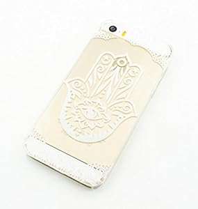 Clear Plastic Case Cover for Iphone 5 5s 5c- (Henna) Hamsa Hand of Fatima Mar...