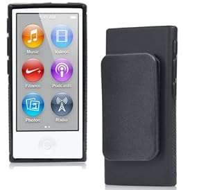 Homgaty TPU Clip Gel Case for New Apple iPod Nano 7th Generation Belt Clip Cover Shell Black