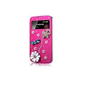 ESGO 2013 New Flip S View LUXURY 3D CRYSTAL BLING Case Cover For Samsung Ga (Hot pink- Dragonfly)