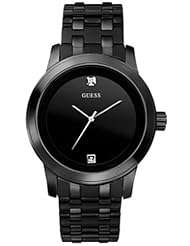 GUESS Men's U12604G1 Self Assured Round Diamond Accent Black IP Watch
