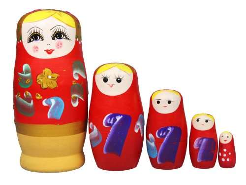 niceEshop(TM) Set of 5 Cutie Nesting Dolls Matryoshka Madness Russian Doll +Free niceEshop Cable Tie