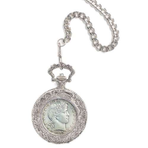 Silver Barber Half Dollar Pocket Watch