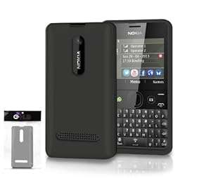 NOKIA ASHA 210 Bendy Gel Case Cover Skin SMOKE BLACK from G-HUB - For Nokia Asha 210 SmartPhone