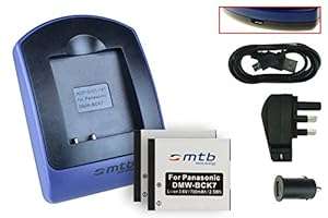 2 Batteries Charger (USB/Main/Car) DMW-BCK7 for Panasonic Lumix DMC-FH FP FS FT FX...- ...