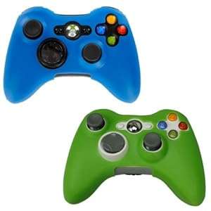 HDE 2 Pack of Neon Candy Color Protective Silicone Skin Covers for Xbox 360 Game Controllers (Blue/G