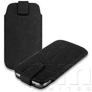 iPHONE 6 - Genuine PU Leather Wallet & Flip Case Cover Pouch For iPHONE 6 (IPHONE 6) (BLACK PULL TAB