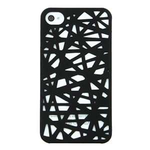 BLACK NEW IPHONE 4S / IPHONE 4 WOOD CUT STYLE RUBBER HARD BACK COVER / CASE / SHELL / SKIN