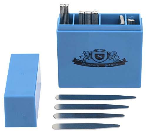 52 Premium Metal Collar Stays, 4 Sizes in a Divided Box (mix)