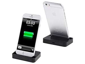 Fone-Stuff New Portable Lightning Desktop Desk Docking Station Connector Charger Charge a (Black)