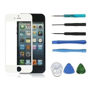 SHS Replacement Repair LCD Front Outer Screen Glass Lens Part for iPhone 5 White Free 8in1 Too