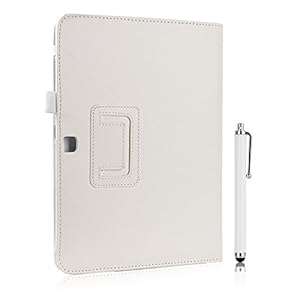 Multi Function PU Leather Samsung Galaxy Tab 4 10.1 Case 10.1 inch Bi-Fold Folio Flip Sta (White)