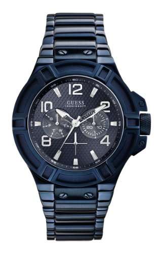GUESS Men's U0218G4 Rigor Iconic Blue Plated Multi-Function Watch