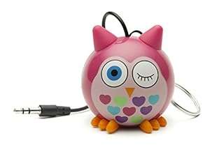 KitSound Mini Buddy Small and Portable Rechargeable Universal Wired Speaker with 3.5mm (Pink Owl)