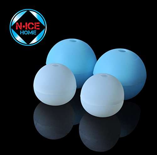 Sphere Ice Mold - 4 Pcs Ice Ball Maker- 2 Extra Large 2.5" Ice Molds Plus 2 Large 2" Silicone Ice Mo