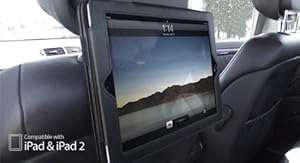 Apple iPad 2 & iPad 3 BLACK Dual In-Car Headrest Holder & Flip Case Cover