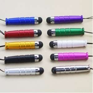 10 in 1 Bundle Mini Capacitive Stylus / Styli Pen - Blue Purple Red Green Gold White Black Pink Silv