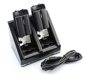 Generic Black Dual Charger Dock with 2x 2800mah Battery For Nintendo Wii Remote