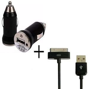 Xtra-Funky Exclusive Bullet Shaped USB Car travel Charger Adapter & 1 Meter Meter Long Hi (Black)