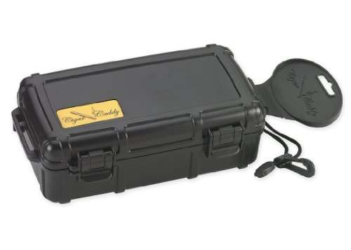 Quality Importers Cigar Caddy 3240 10 Cigar Waterproof Travel Humidor, Black Matte