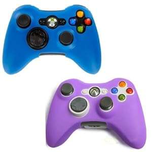 HDE 2 Pack of Neon Candy Color Protective Silicone Skin Covers for Xbox 360 Game Controllers (Blue/P