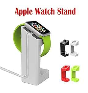 iWatch 38mm 42mm Docking Station For Apple Watch Stand holds Charger Cord - White