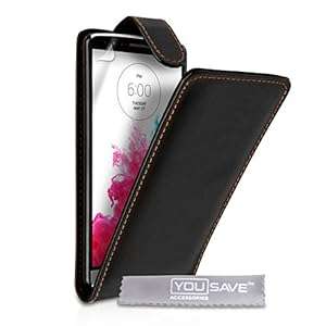 Yousave Accessories LG G3 Case Black PU Leather Flip Cover