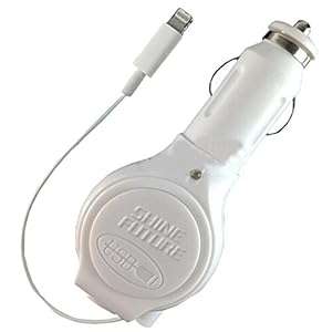 Shinefuture White Retractable Car Charger with Usb Port for Iphone 6 plus 6 5s 5c 5