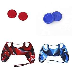 2 x Silicone Case Cover 2 Pairs of Replacement Joystick Thumbstick Caps for PlayStation 4 PS4 Contr