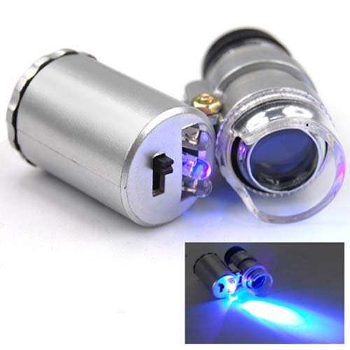 Mini 60x Jeweller's Loupe Lighted Magnifier Microscope with Money detector