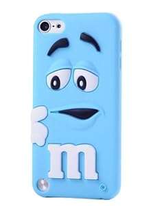 Rainbow Bean /M&Ms chocolate bean Soft Silicone Back Cover Case for Apple Ipod Touch 5 5th(Light Blu