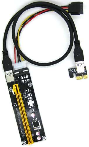 Fixable PCI-E 16X to 1X Adapter USB3.0 USB 3.0 Riser Cable Flex Flexible Extension Cable w/ Molex 4