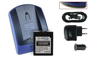 Battery Charger (USB/Main/Car) S006 for Panasonic Lumix DMC-FZ7 FZ8 FZ18 FZ28 FZ38 FZ50...