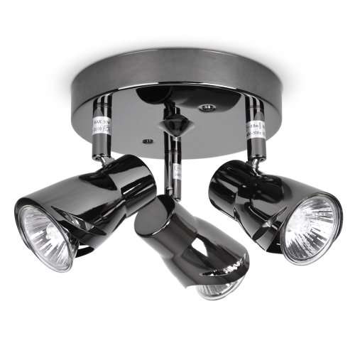 Modern Black Chrome 3 Way Sleek Round Adjustable Ceiling Spotlight