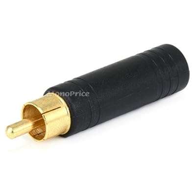 Monoprice 107242 RCA Plug to 6.35-mm Mono Jack Adaptor, Gold Plated..