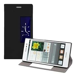 kwmobile Practical and chic FLIP COVER case for Huawei Ascend P7 in Black