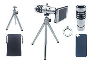 Pechon 12x Magnifier Zoom Aluminum Manual Focus Telephoto Telesocpe Phone C (12x-for iPhone 5 5S)