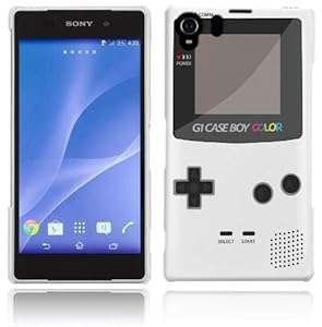 Sony Xperia Z2 Case - White Hard Plastic (PC) Cover with Retro Funny Gameboy Design