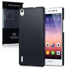 Terrapin - Huawei Ascend P7 Hybrid Rubberised Back Cover Hard Case / Shell / Shield for H (Black)