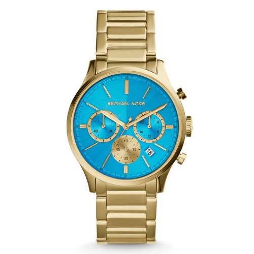 Michael Kors Bailey Gold Tone Turquoise Dial Chronograph Watch #MK5910