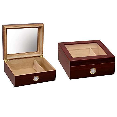 Prestige Import Group - The Chalet Glass Top Cigar Humidor - Capacity: 20-50 - Color: Cherry