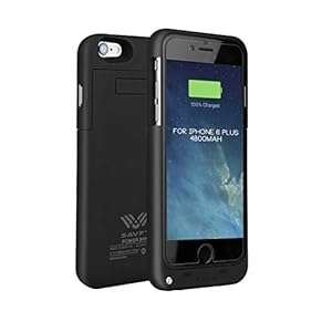 SAVFY iPhone 6 Plus Battery Case - 4800mAh External Backup Power Battery Charger (Backup - Black)