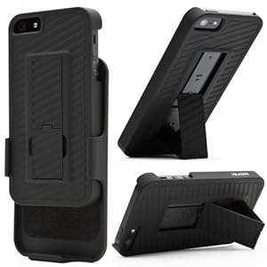 i-BLASON Apple iPhone 5S / iPhone 5 Transformer Hard Shell Holster Case With Kickstand an (Black)