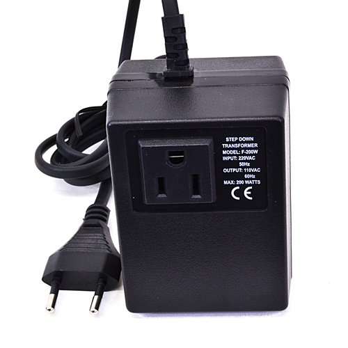 Seven Star F200 200 Watt 220/240V to 110/120V AC Step Down Travel Converter